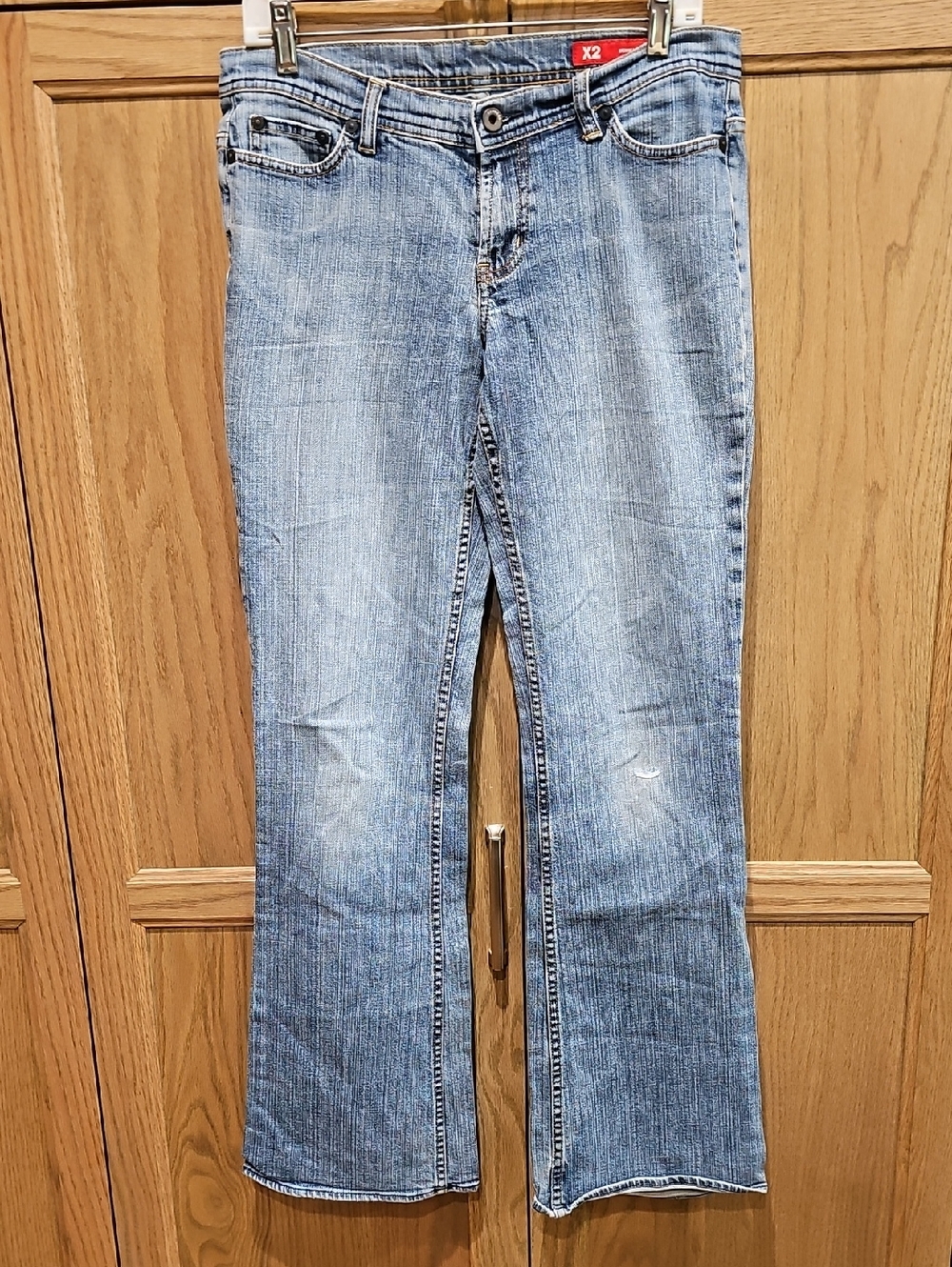 Y2K Flare Leg Express X2 Denim Laboratory X2-W1 Blue Jeans Womens 8 Long